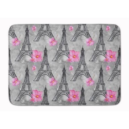 Carolines Treasures Watercolor Pink Flowers Eiffel Tower Machine Washable Memory Foam Mat BB7503RUG